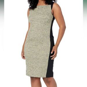 Tahari‎ Nubby Green And Black Side Panel
Sleeveless Sheath Dress Size 2